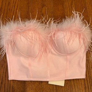 Superdown feather corset top